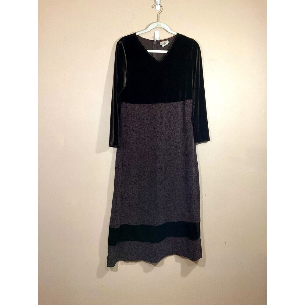 VTG Coldwater Creek Velvet Floral Maxi Dress 6P Brown 90s Forest Fairy Cottage